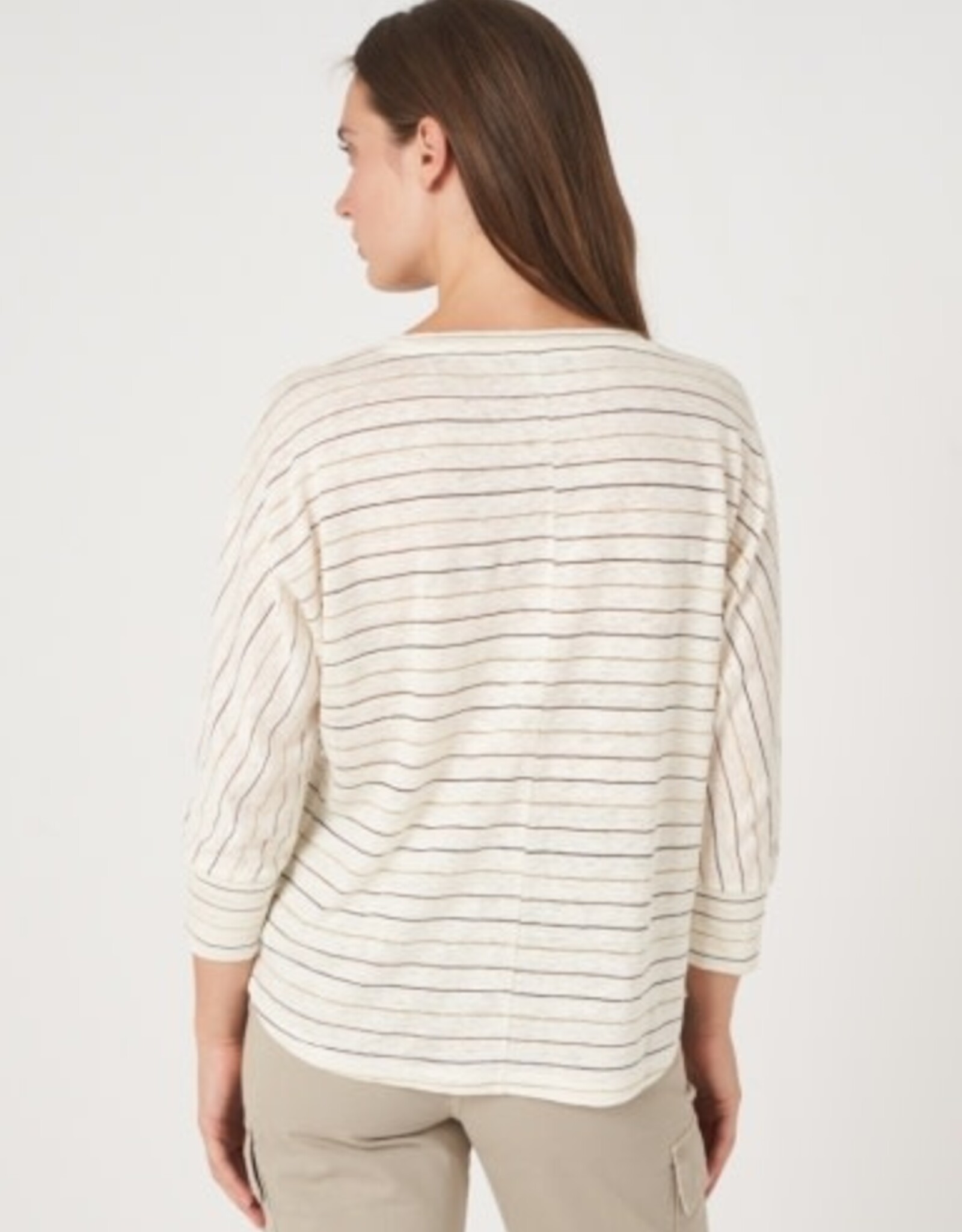 REPEAT CASHMERE 3/4 Sleeve Striped SHIRT