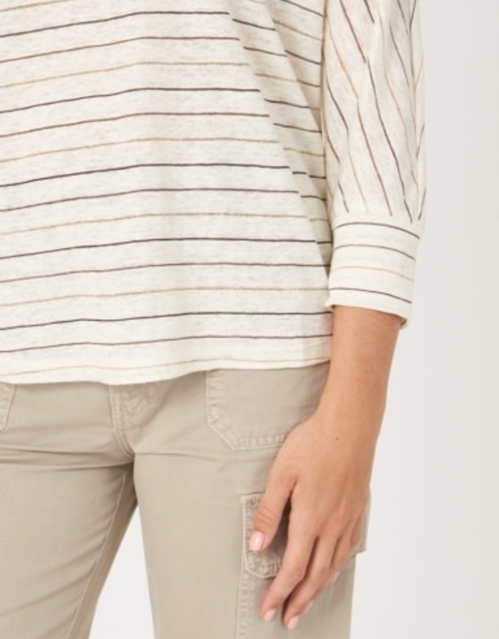 REPEAT CASHMERE 3/4 Sleeve Striped SHIRT