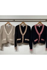 Autumn Cashmere Fringe Trim Vneck Jacket