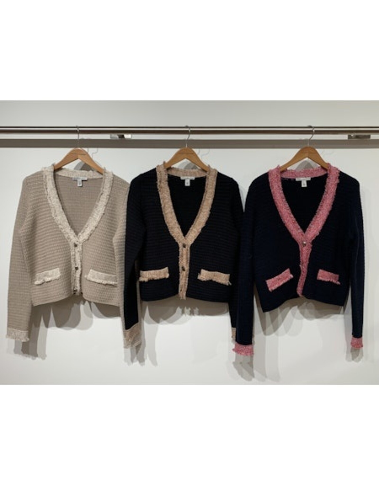 Autumn Cashmere Fringe Trim Vneck Jacket