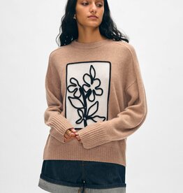 White + Warren SALE!!! Cashmere Floral Applique Crew
