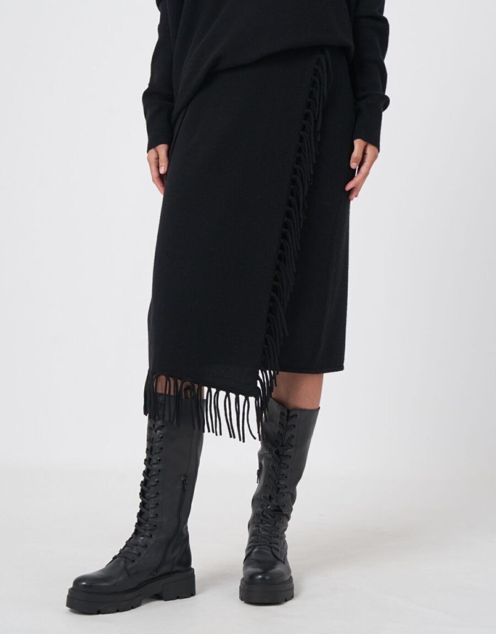 REPEAT CASHMERE Knit  Fringe Skirt 201630