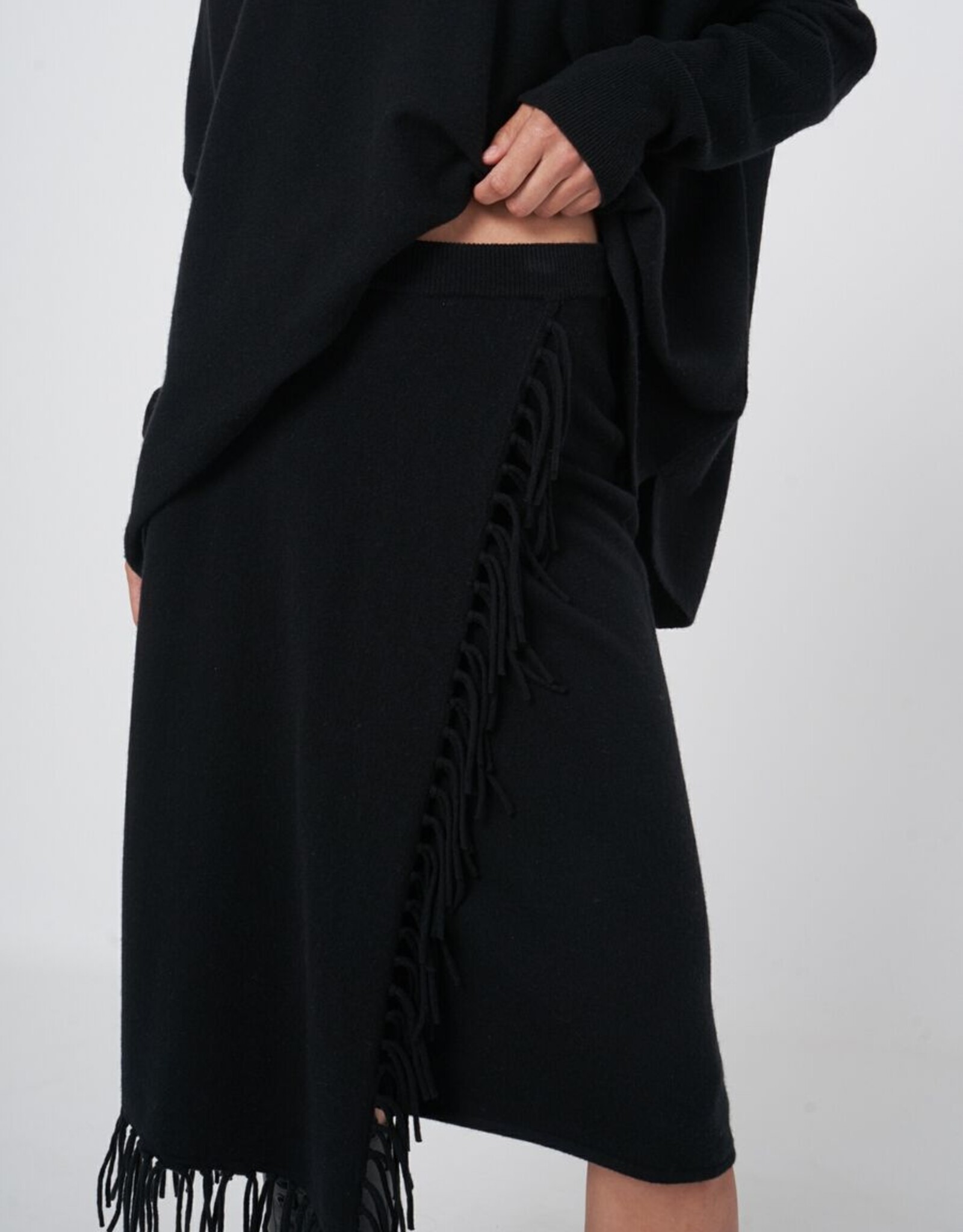 REPEAT CASHMERE Knit  Fringe Skirt 201630