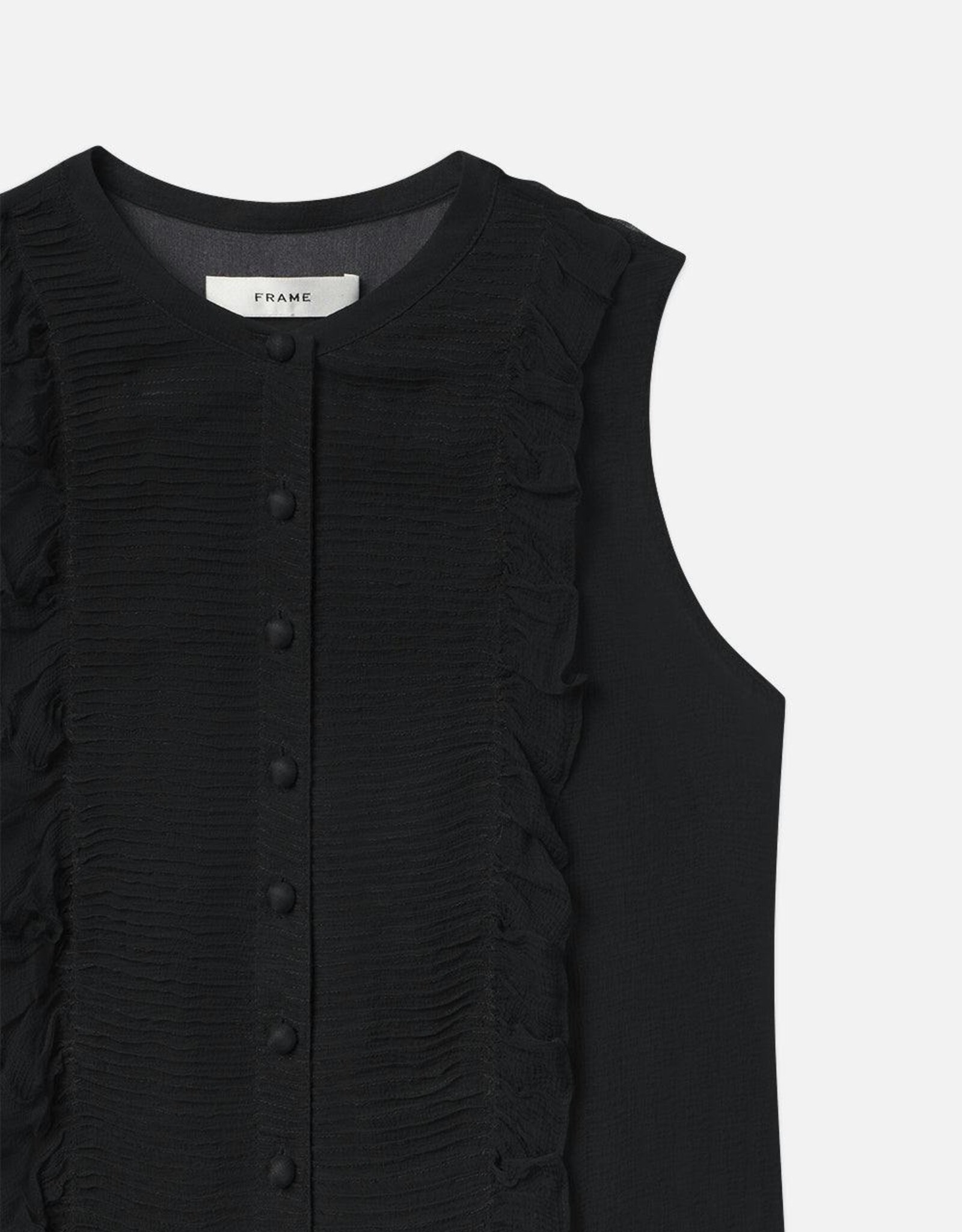 FRAME Sleeveless Ruffle Front Blouse