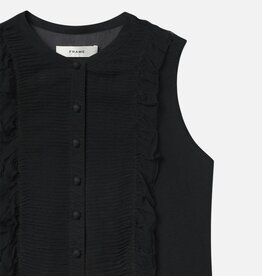 FRAME Sleeveless Ruffle Front Blouse