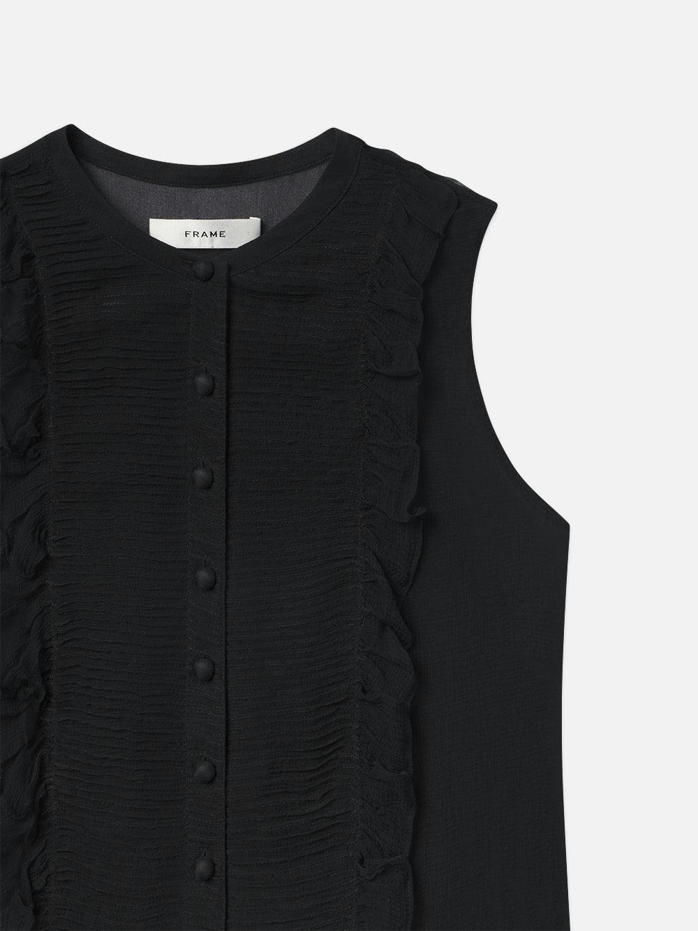 Sleeveless Ruffle Front Blouse - Over the Top
