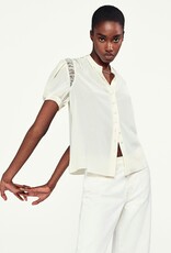 FRAME Lace Shoulder Inset Blouse