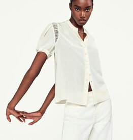 FRAME Lace Shoulder Inset Blouse