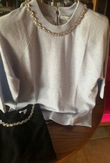 Autumn Cashmere Tee W/Rhinestone Trim