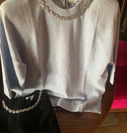 Autumn Cashmere Tee W/Rhinestone Trim