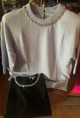 Autumn Cashmere Tee W/Rhinestone Trim