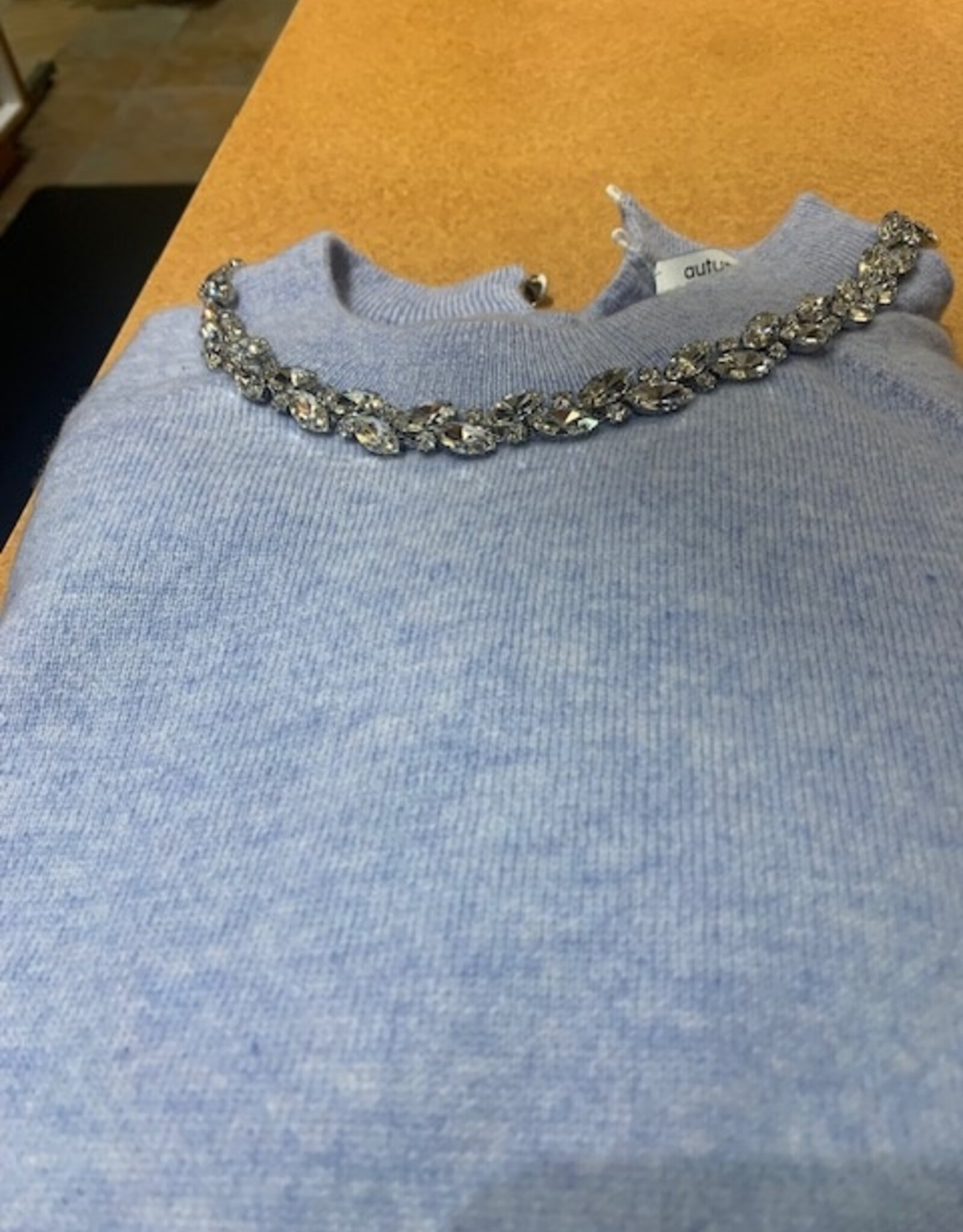 Autumn Cashmere Tee W/Rhinestone Trim