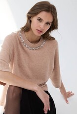 Autumn Cashmere Tee W/Rhinestone Trim