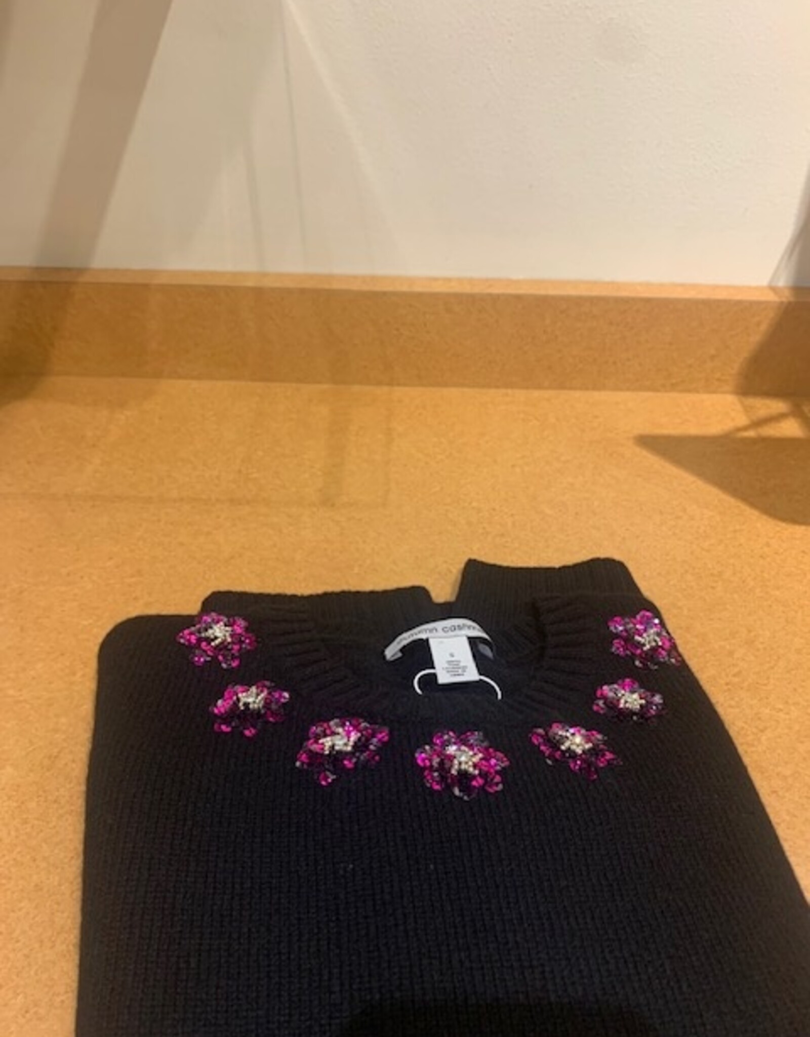 Autumn Cashmere Crew w/Sequin Flowers