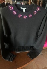 Autumn Cashmere Crew w/Sequin Flowers