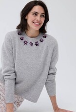 Autumn Cashmere Crew w/Sequin Flowers