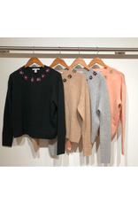 Autumn Cashmere Crew w/Sequin Flowers