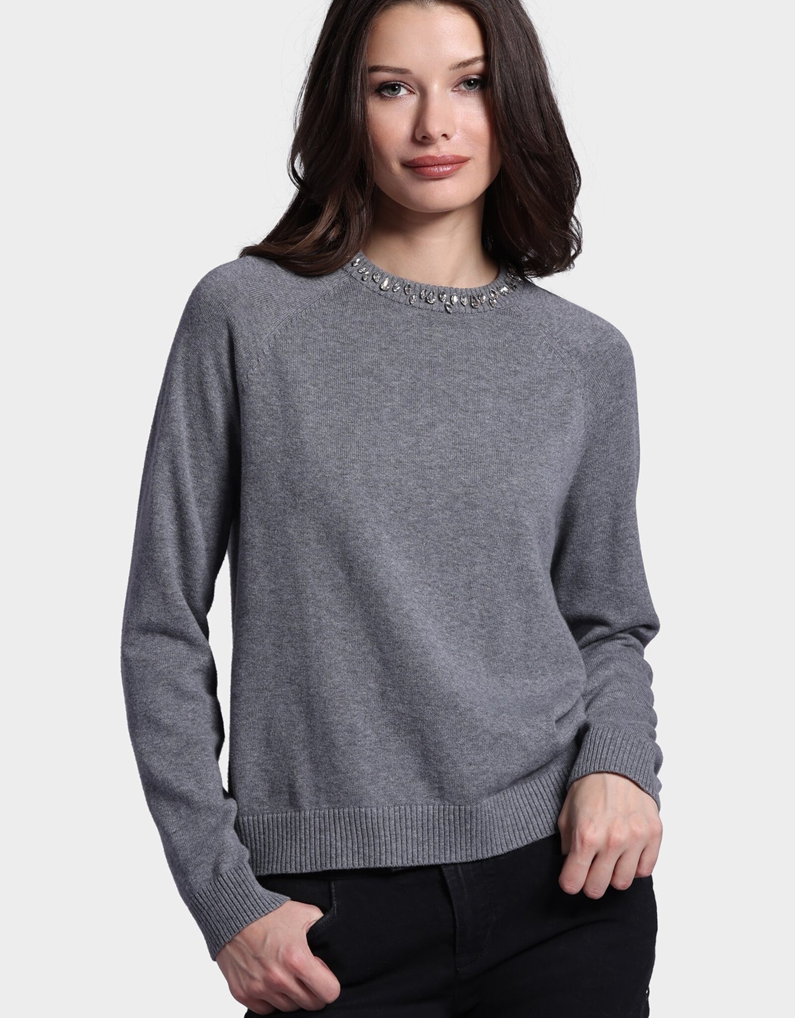 MINNIE ROSE CtnCash Jewel Crew Neck 9021