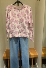 MINNIE ROSE Cotton Cash Printed Crew w/jewels