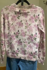 MINNIE ROSE Cotton Cash Printed Crew w/jewels
