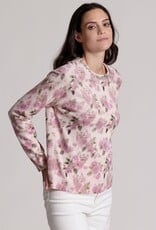 MINNIE ROSE Cotton Cash Printed Crew w/jewels