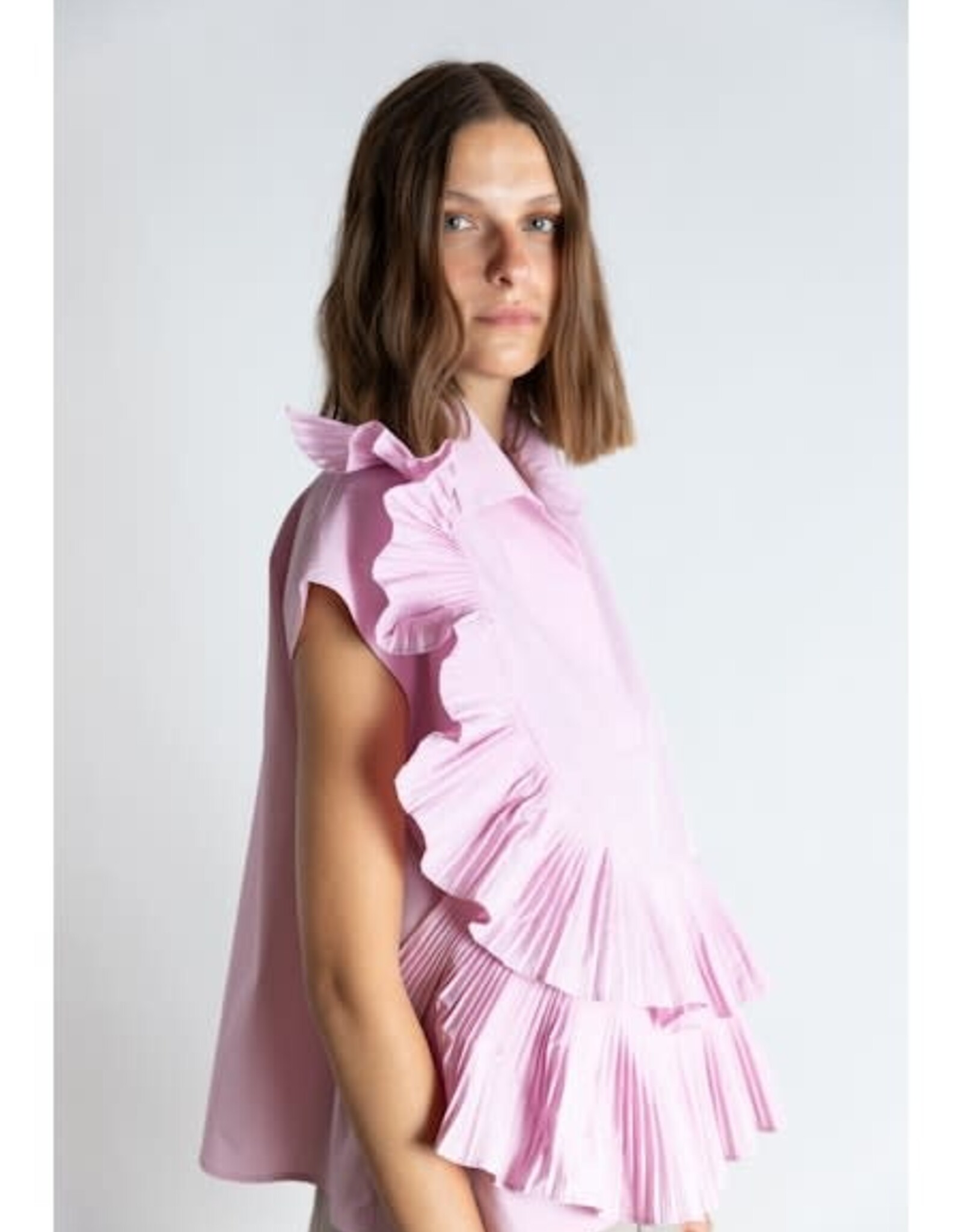 PSOPHIA Ruffle Taffeta Top