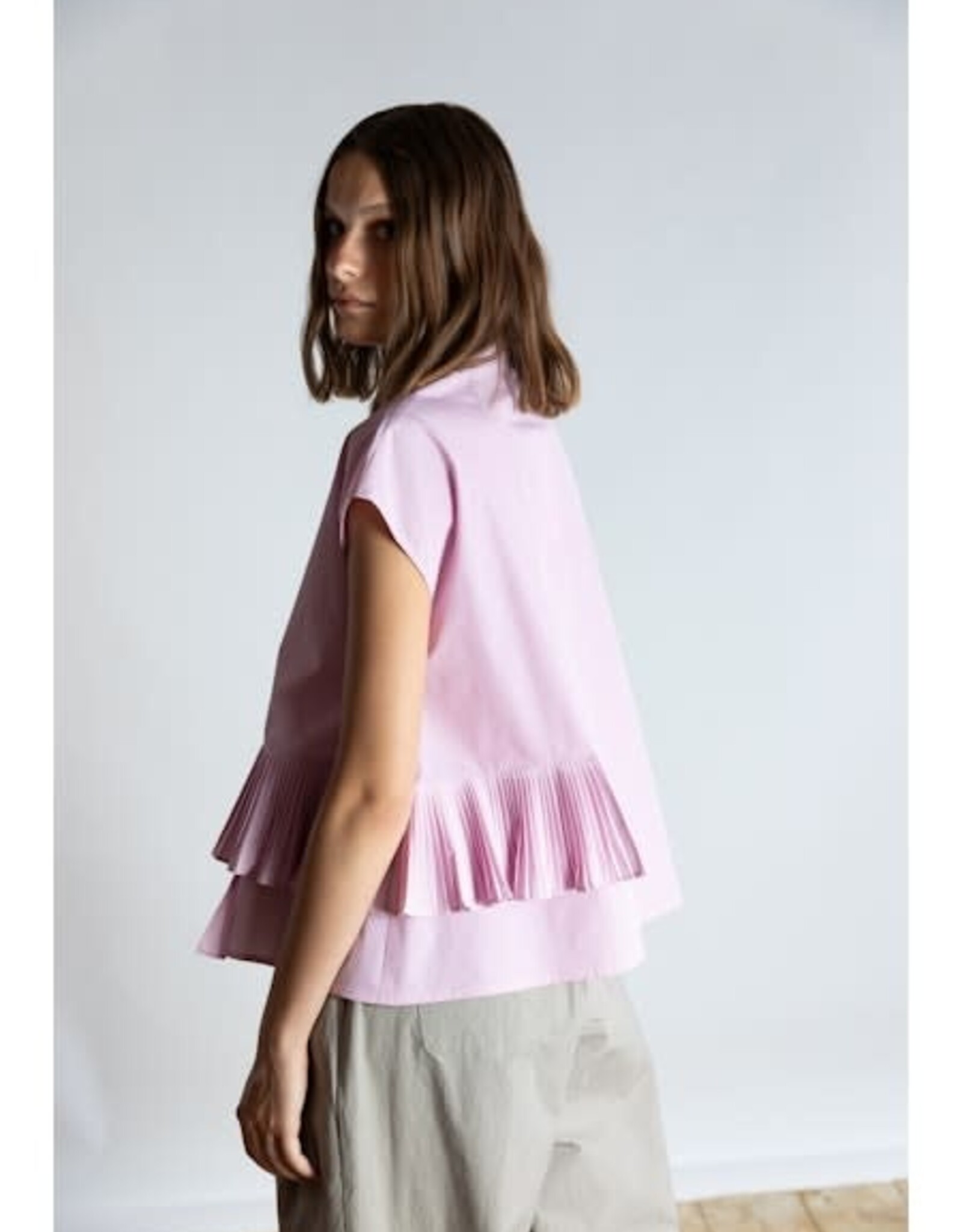 PSOPHIA Ruffle Taffeta Top
