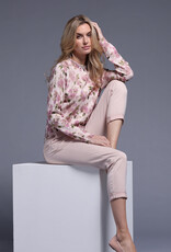 MINNIE ROSE Cotton Cash Printed Crew w/jewels