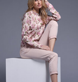 MINNIE ROSE Cotton Cash Printed Crew w/jewels
