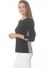 3/4 Sleeve w/Woven Stripe Back