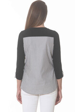 3/4 Sleeve w/Woven Stripe Back