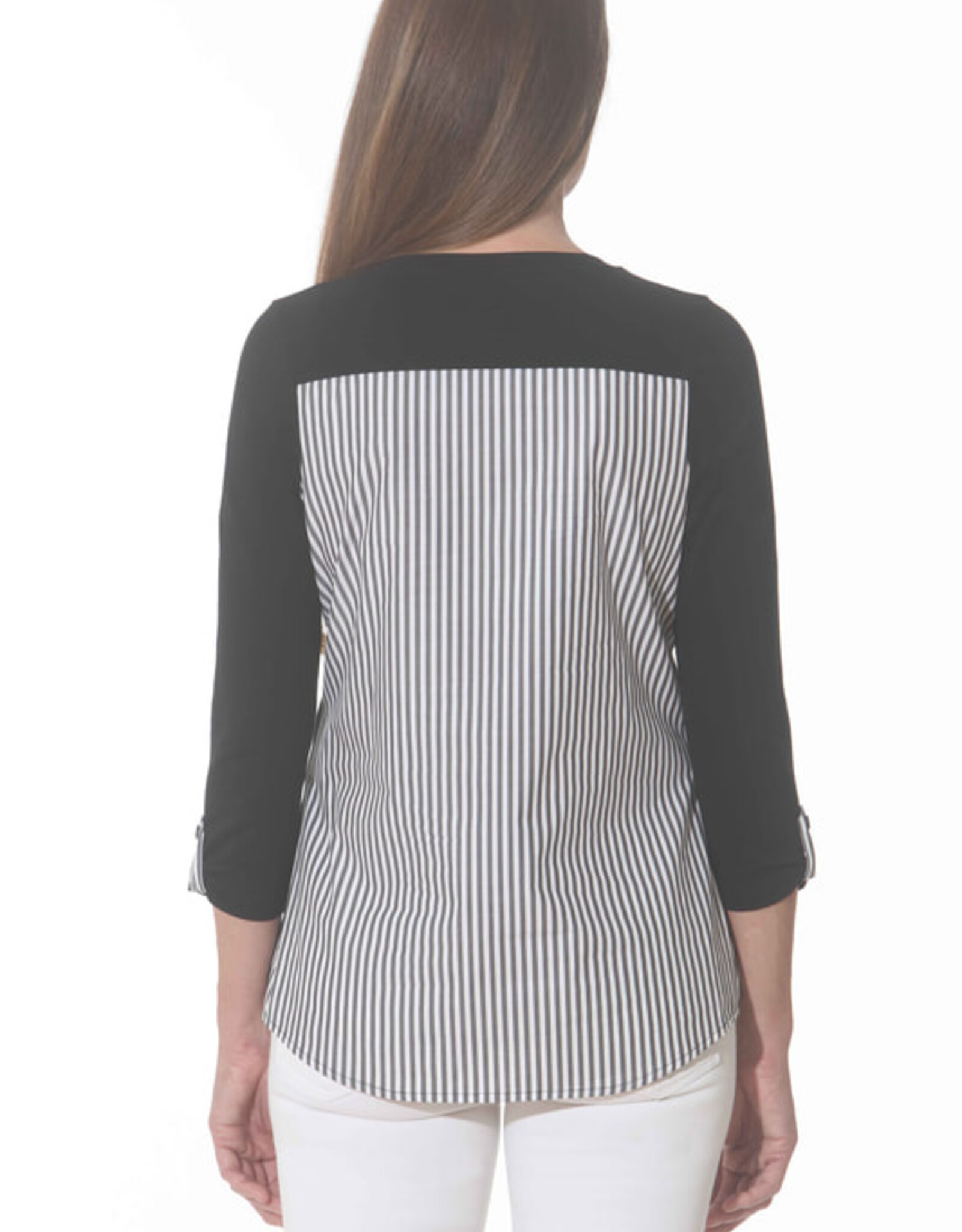3/4 Sleeve w/Woven Stripe Back