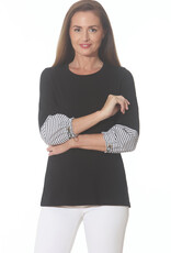 Ruched Sleeve w/Striped Cuff