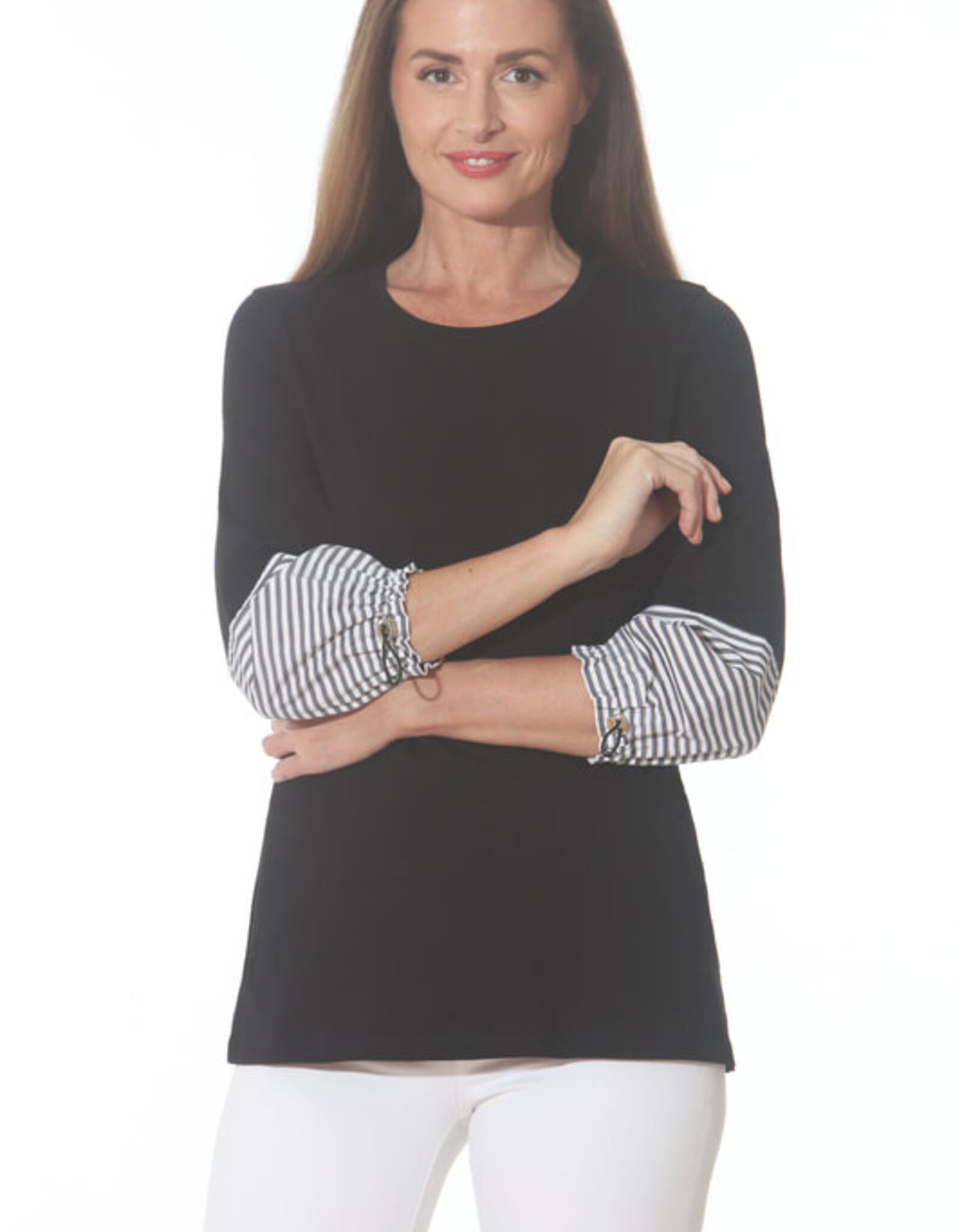 Ruched Sleeve w/Striped Cuff