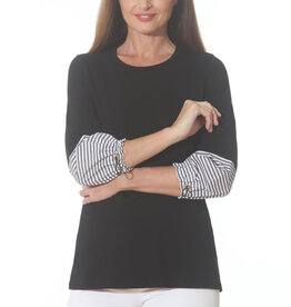 Ruched Sleeve w/Striped Cuff