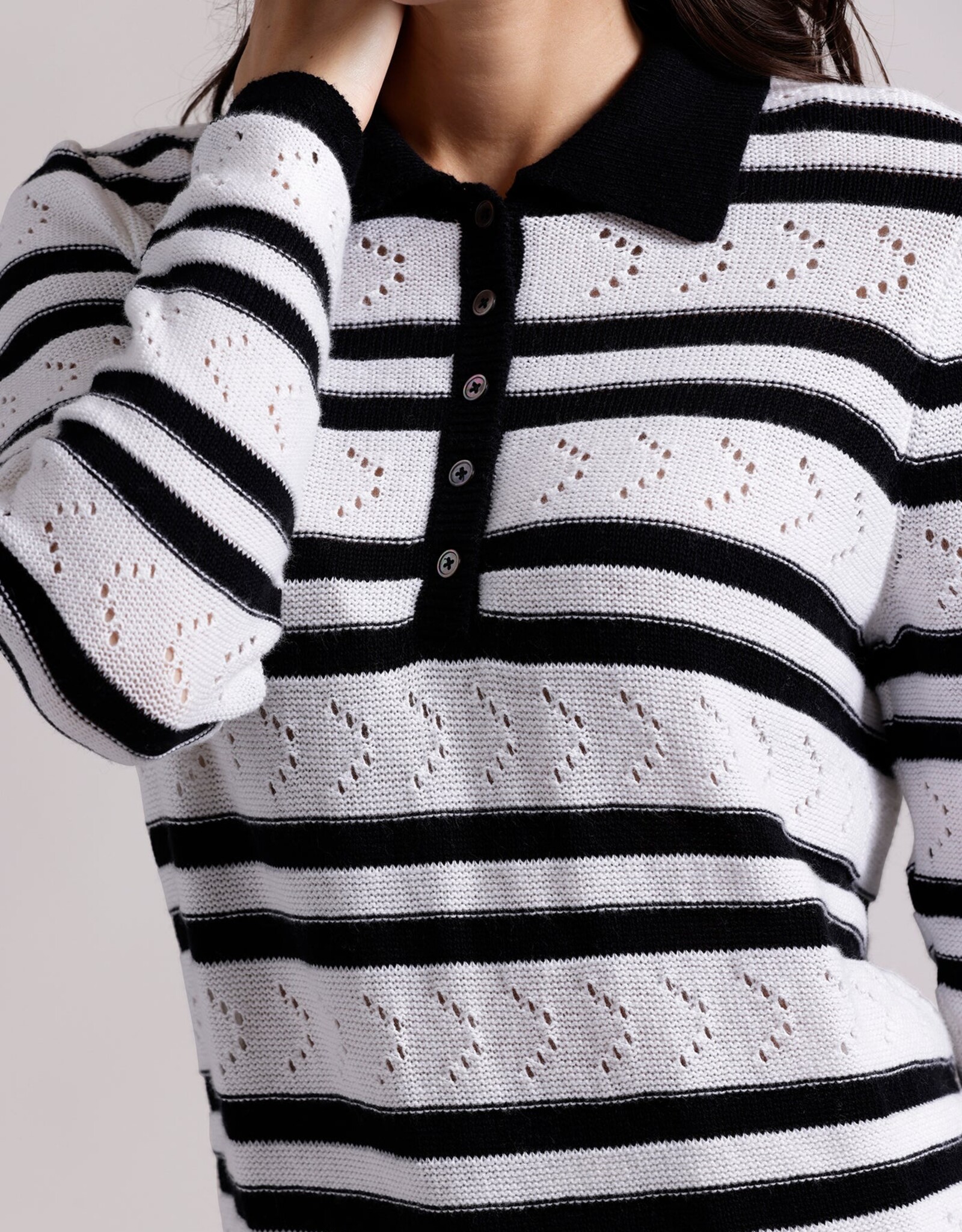 MINNIE ROSE Cotton Cash Striped Polo