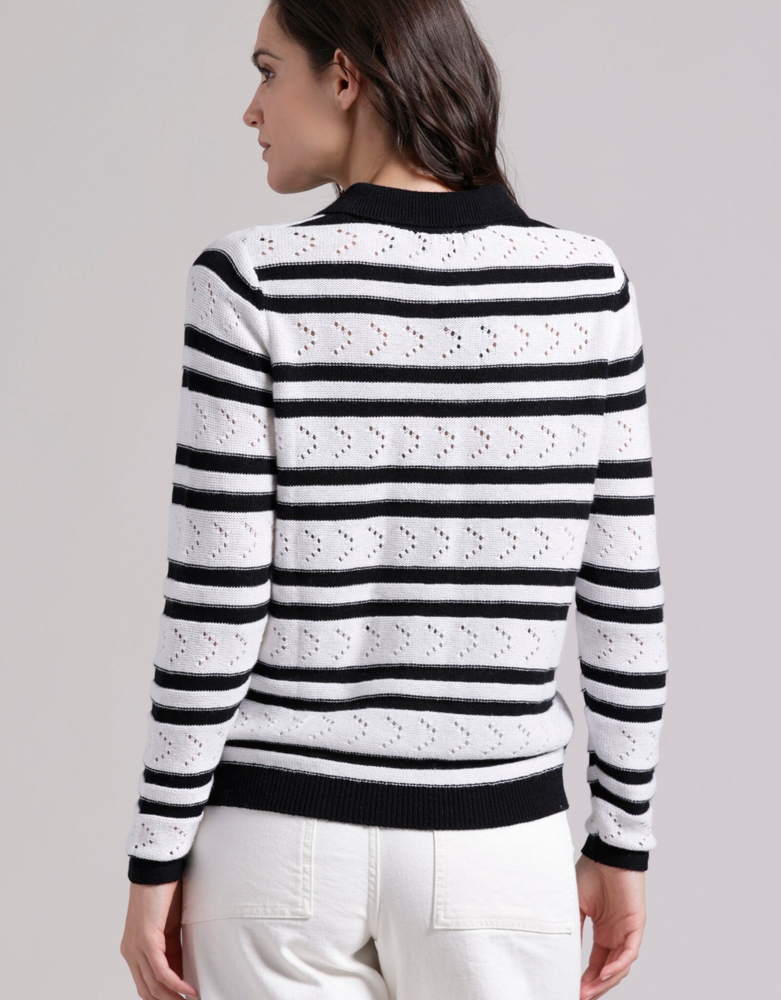 MINNIE ROSE Cotton Cash Striped Polo