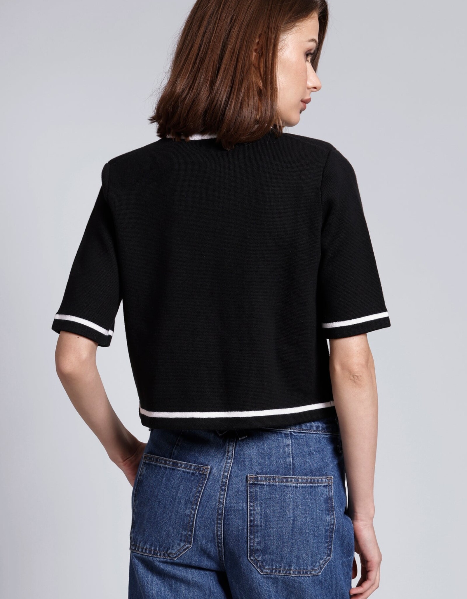 MINNIE ROSE Cotton S/S Tipped Jacket