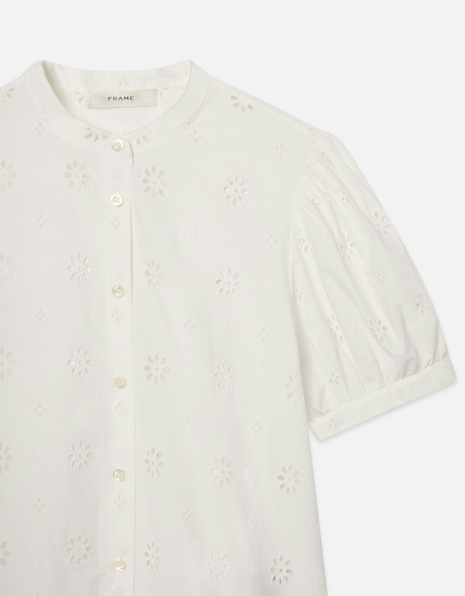 FRAME The Eyelet Gathered Top