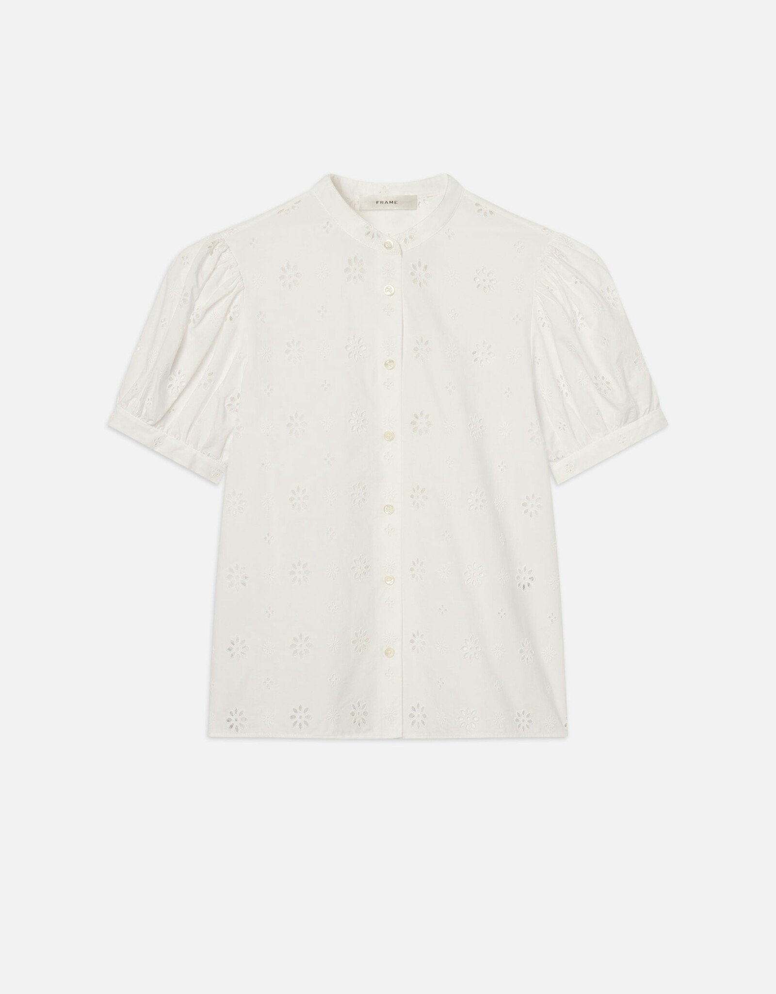 FRAME The Eyelet Gathered Top
