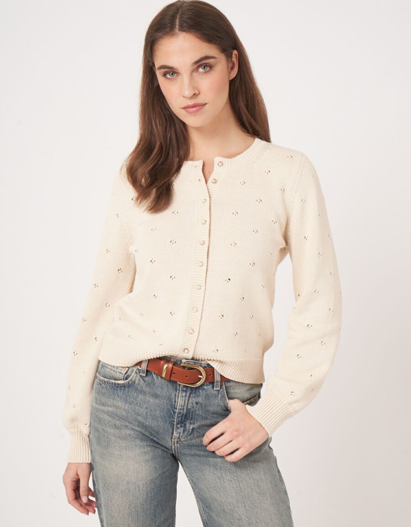 REPEAT CASHMERE Cardigan w/Pearl Buttons