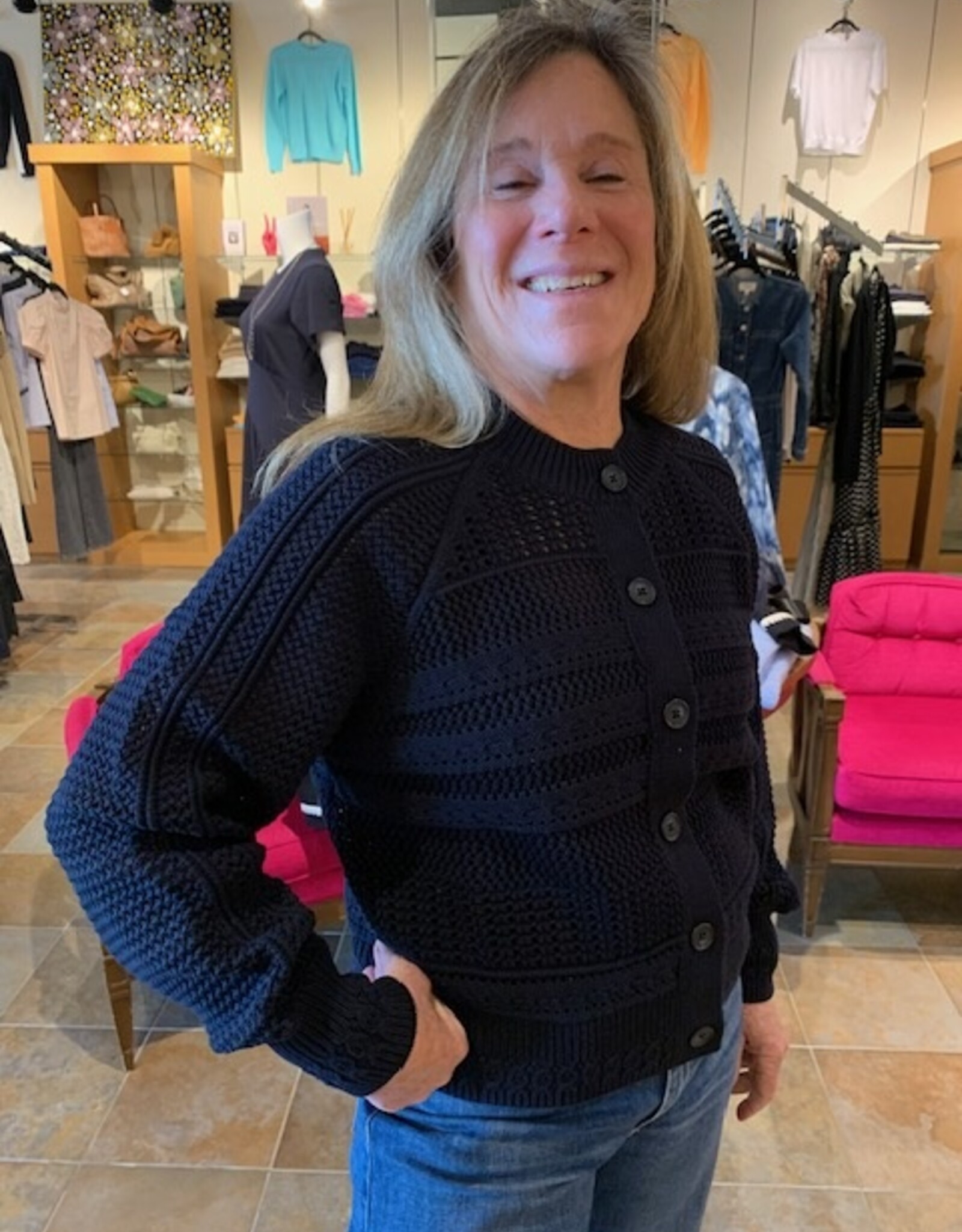 REPEAT CASHMERE Crochet Cardigan