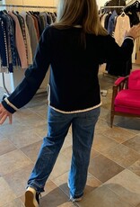 REPEAT CASHMERE Cotton Cardi w Crochet Trim