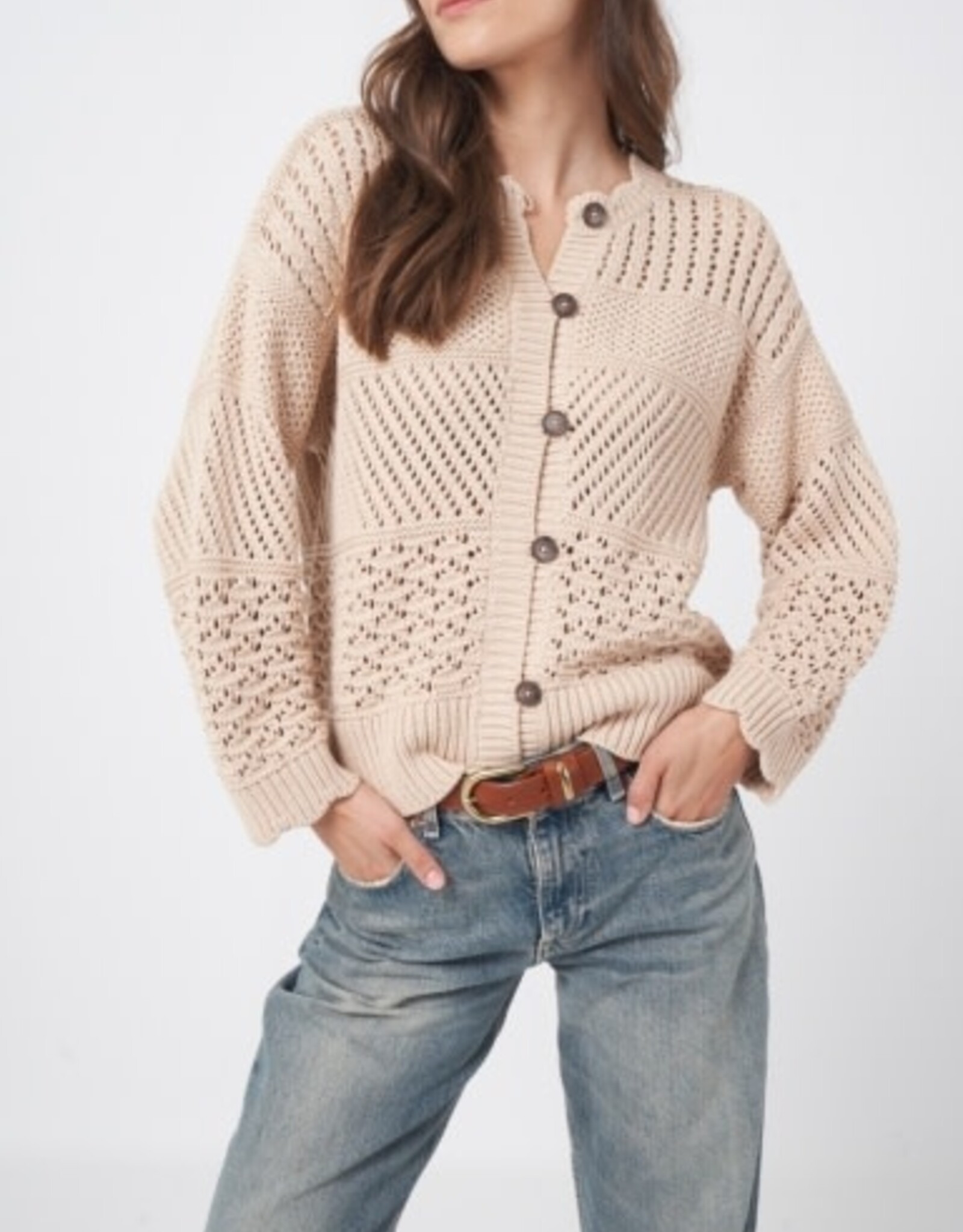 REPEAT CASHMERE Crocheted Cardi