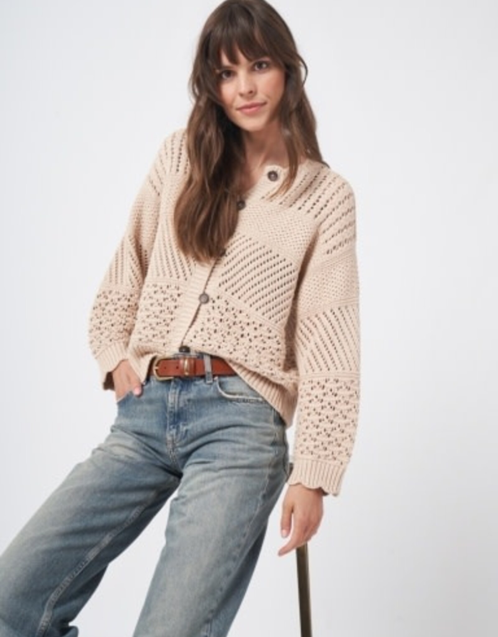 REPEAT CASHMERE Crocheted Cardi