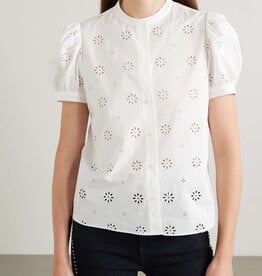 FRAME The Eyelet Gathered Top
