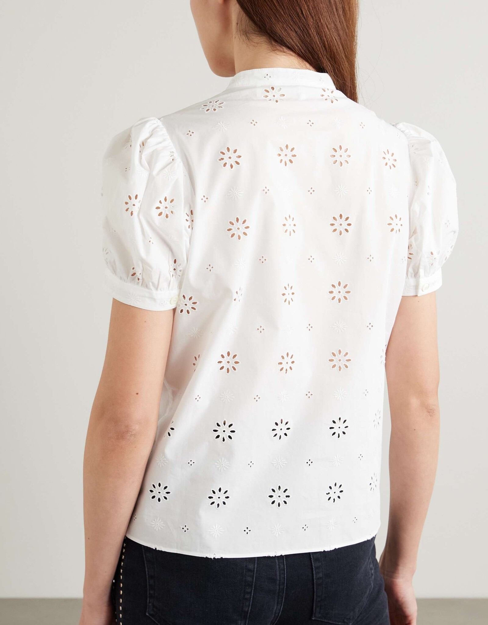 FRAME The Eyelet Gathered Top