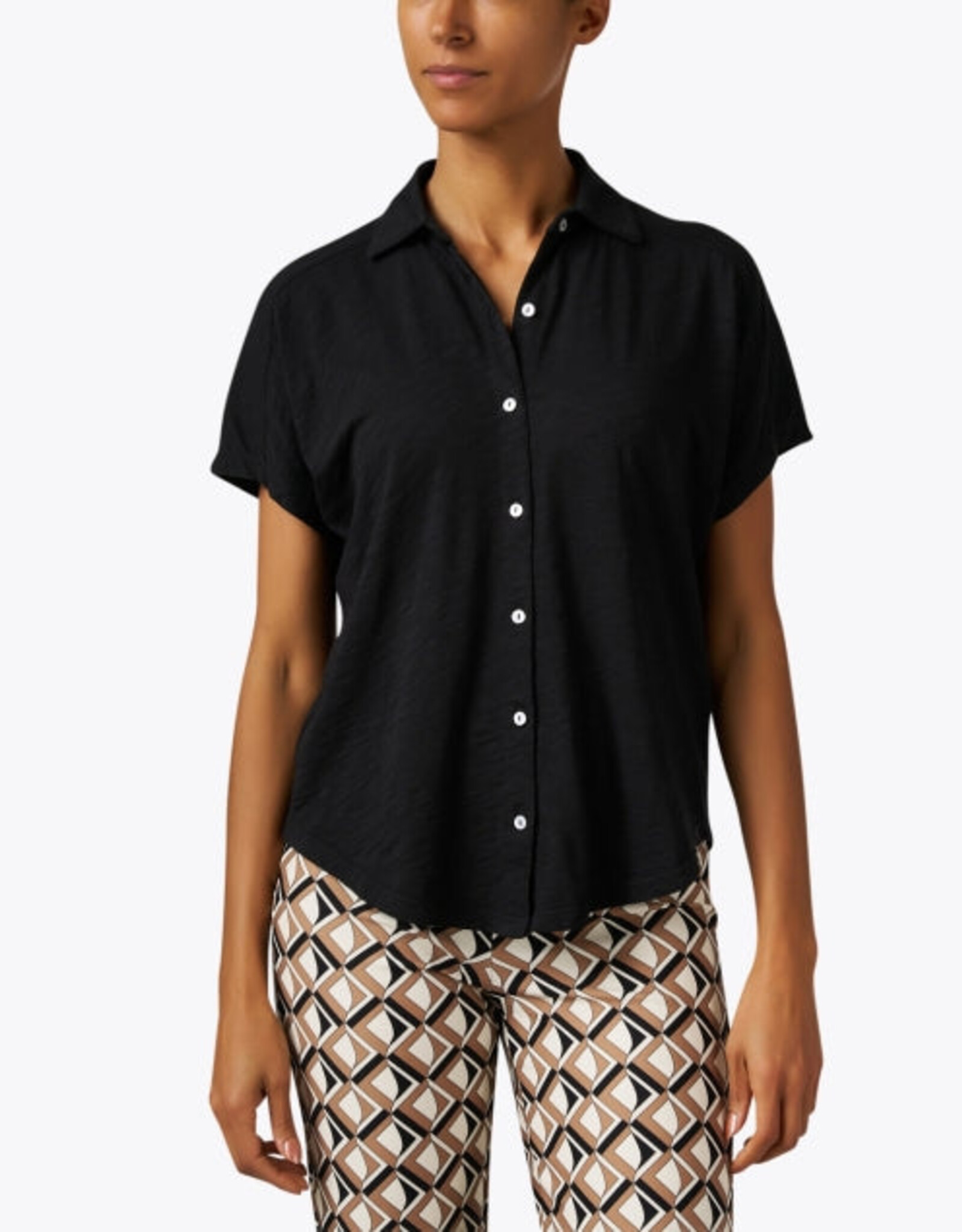 Elliott Lauren Button Front Tee W/Collar