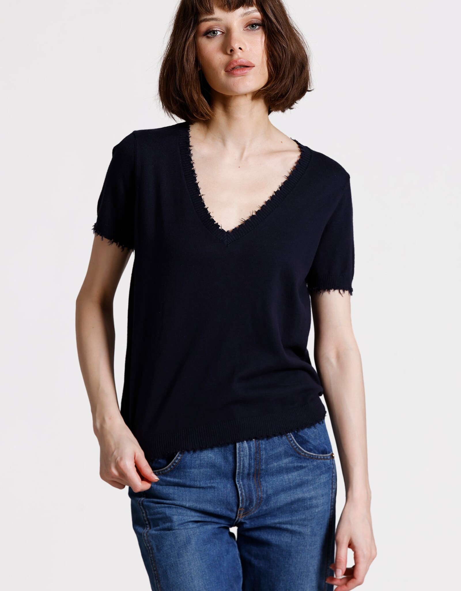 MINNIE ROSE V Tee Cotton Cashmere