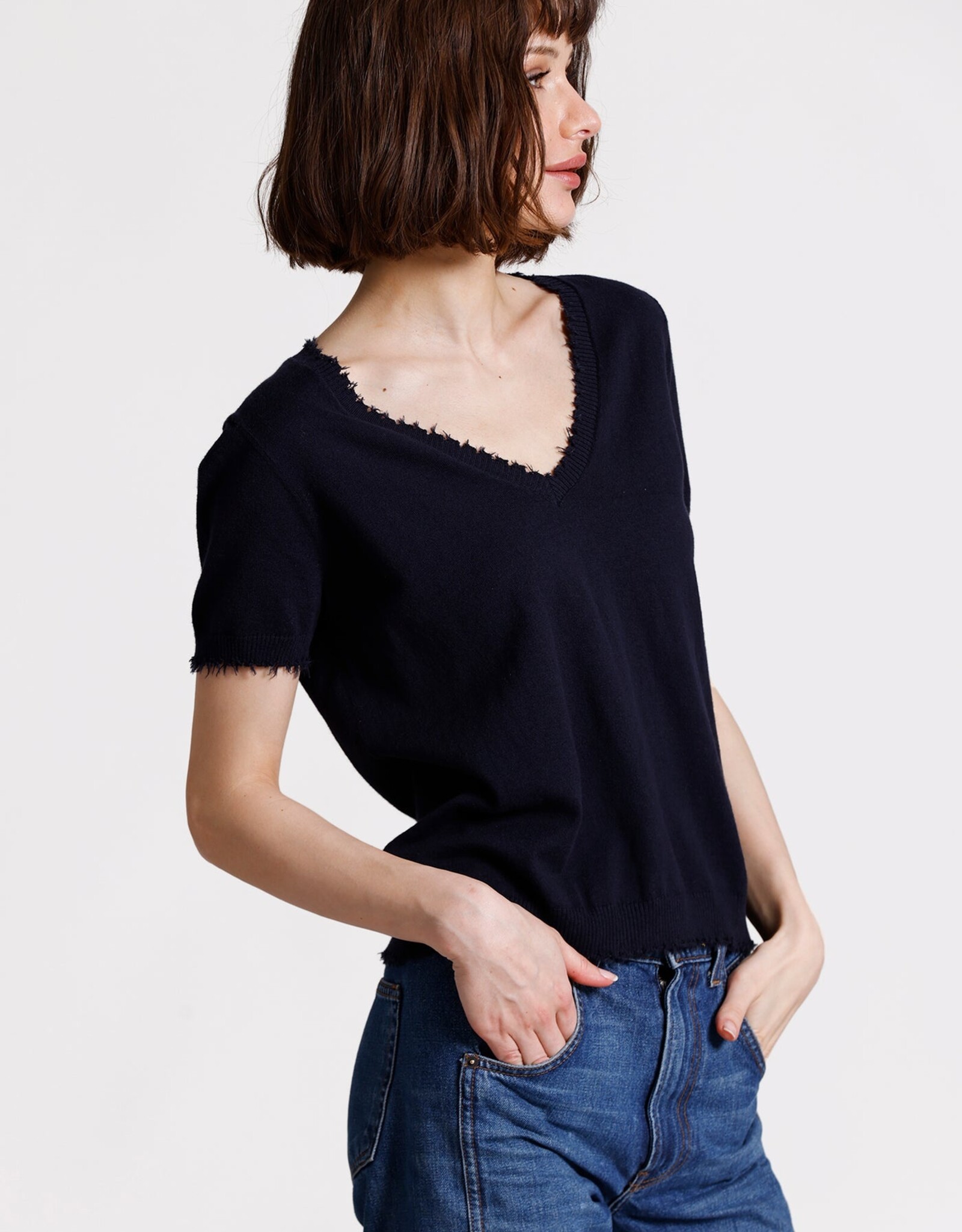 MINNIE ROSE V Tee Cotton Cashmere